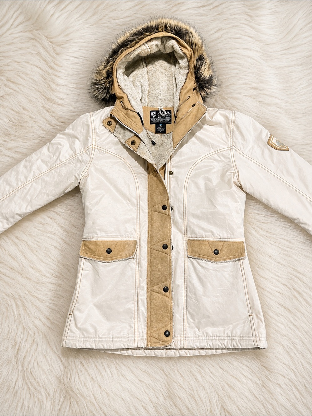 Kuhl Projekt Arktik Cream/Tan Sherpa Lined Winter Coat/Jacket - Small
